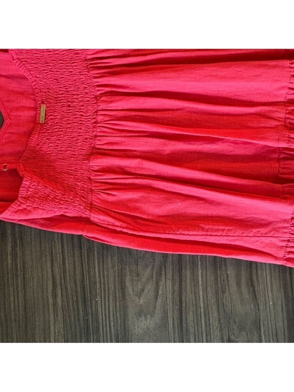 Billabong Dance Away Red Cotton Maxi Dress V-neckline - Picture 6 of 11